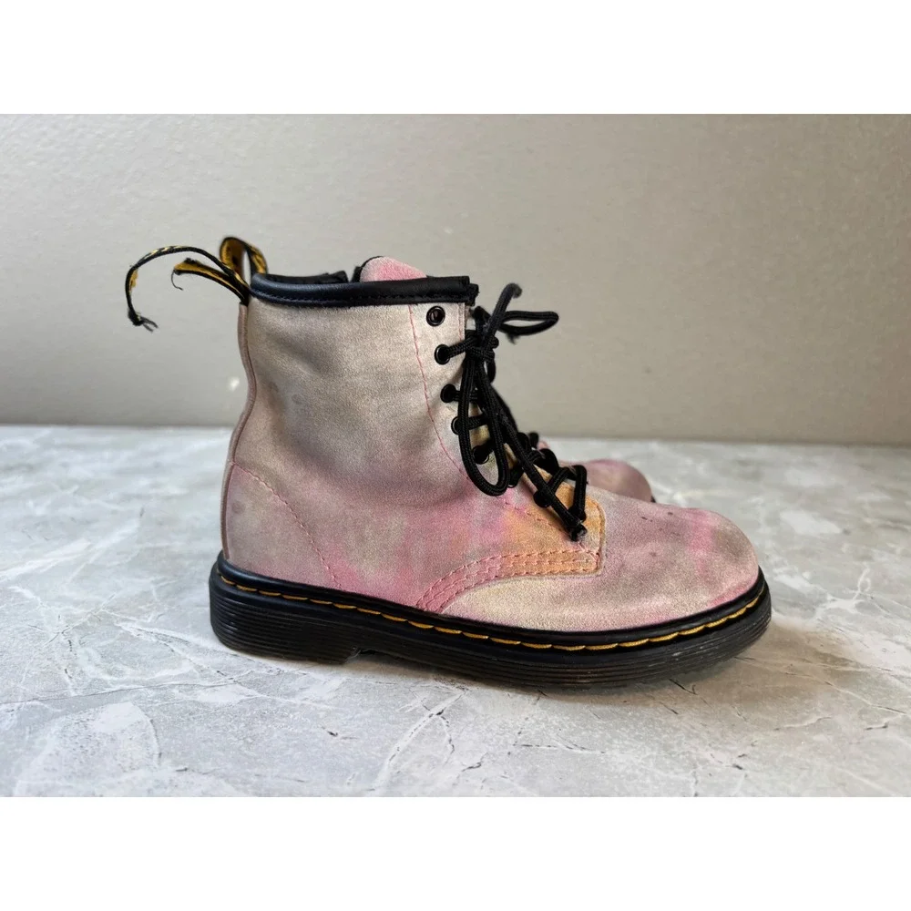 Dr. Martens 1460 T Toddler Tie Dye Suede Boots Pink Yellow Size 10 US Kids 1460T